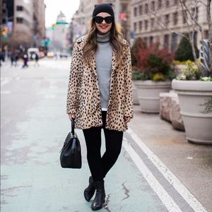 Avec les filles leopard print car coat jacket xs